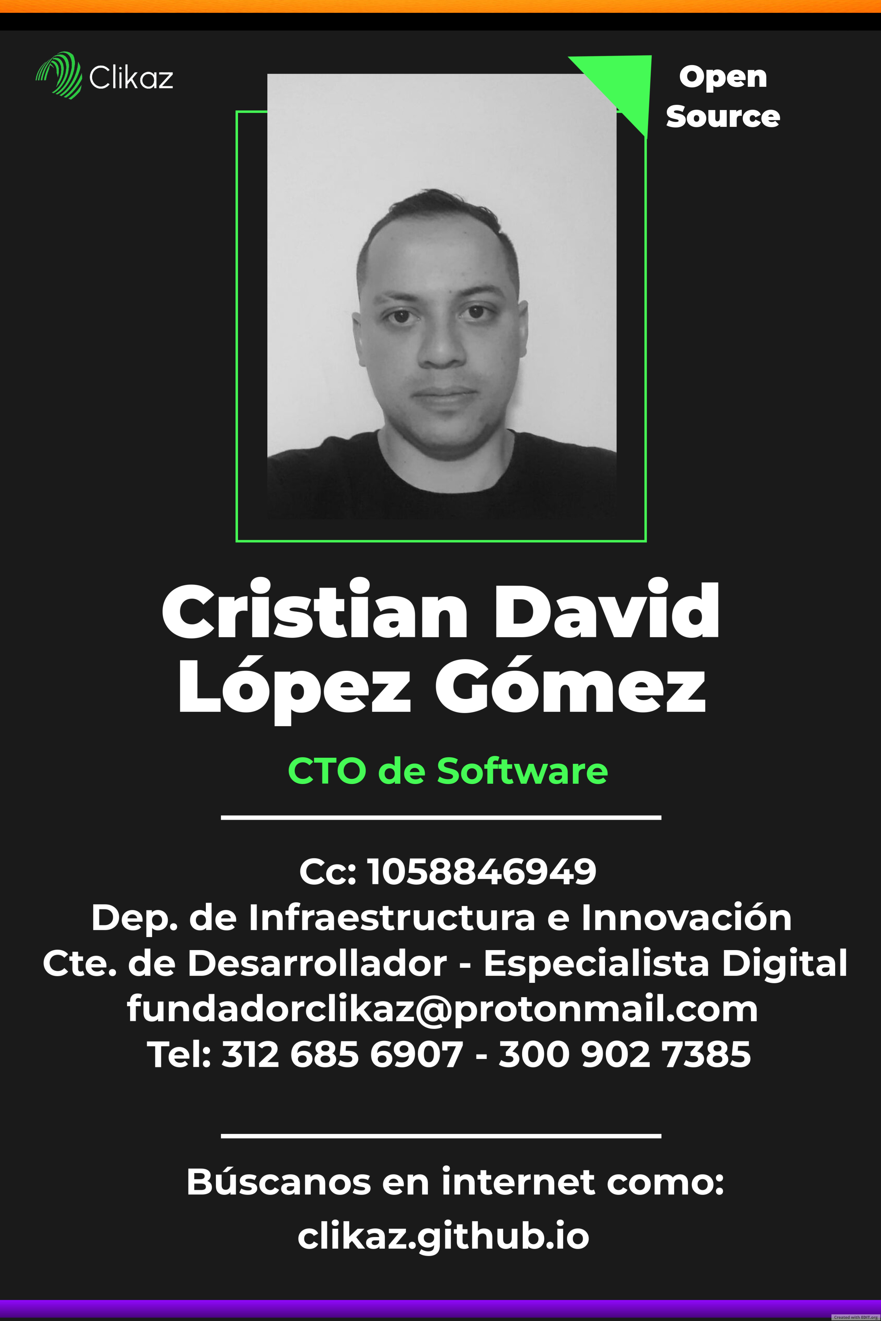 Cristian David López Gómez, experto y profesor de software